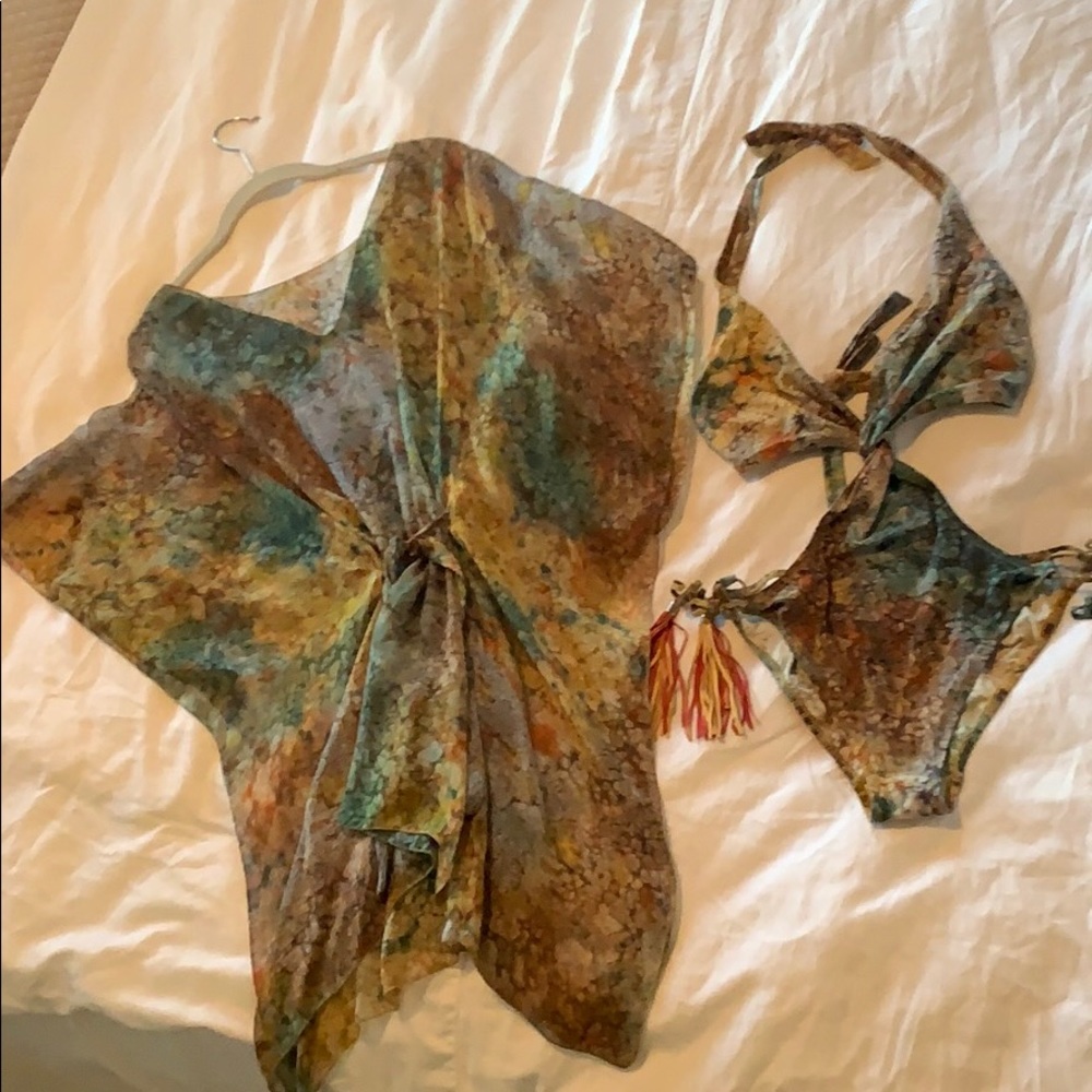 Stunning tie dyed swimsuit and cover up set